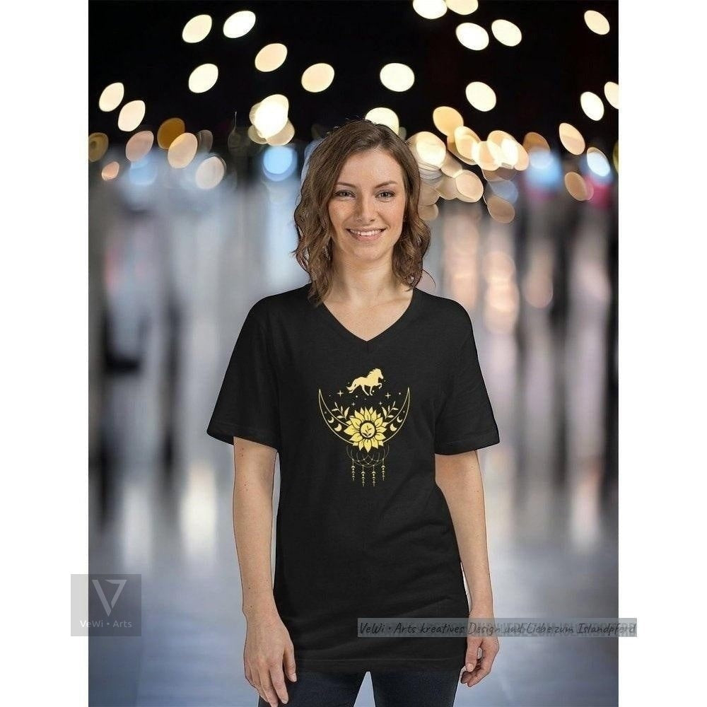 Kurzärmeliges T-Shirt mit Celestial Motiv & Tölter