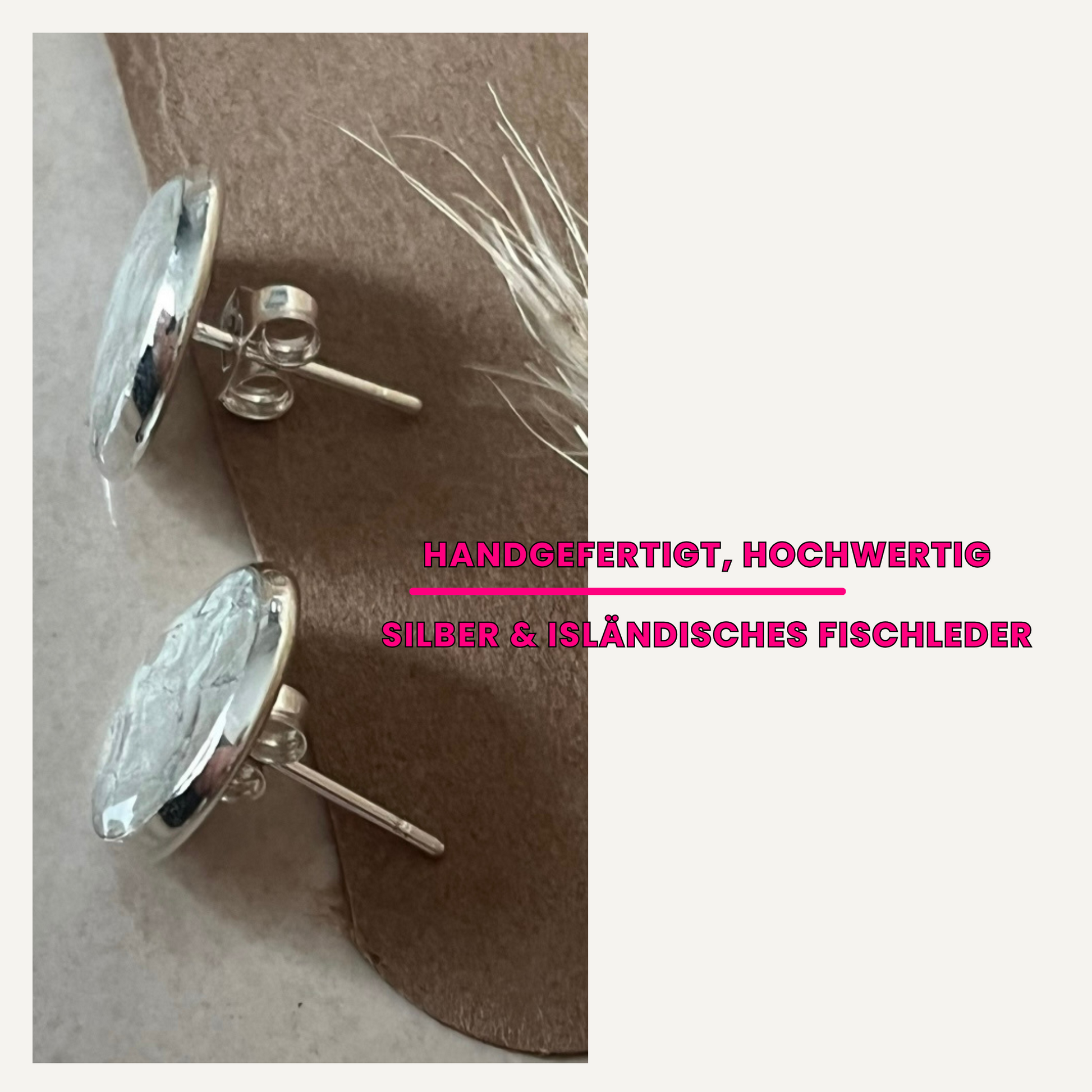 Silberohrstecker mit isländischem Fischleder – in deiner Wunschfarbe - Ohrstecker