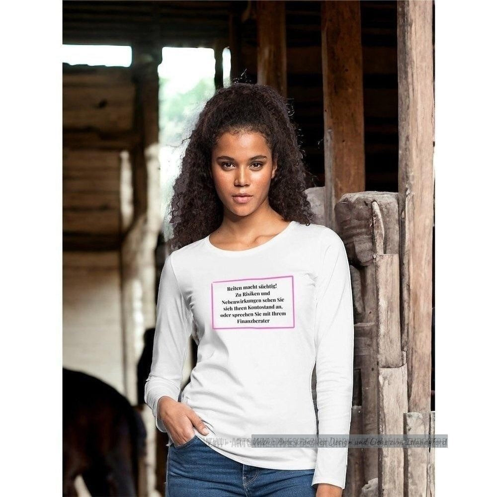 Frauen Langarmshirt „Reiten macht süchtig“